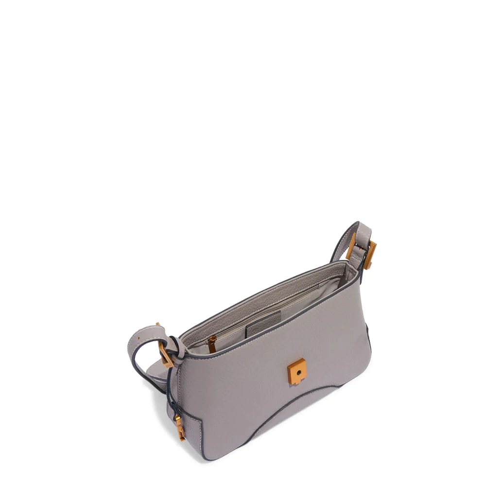 Bolsa Floater Média Cinza Alça De Ombro Pespontos - vista 3 de 7