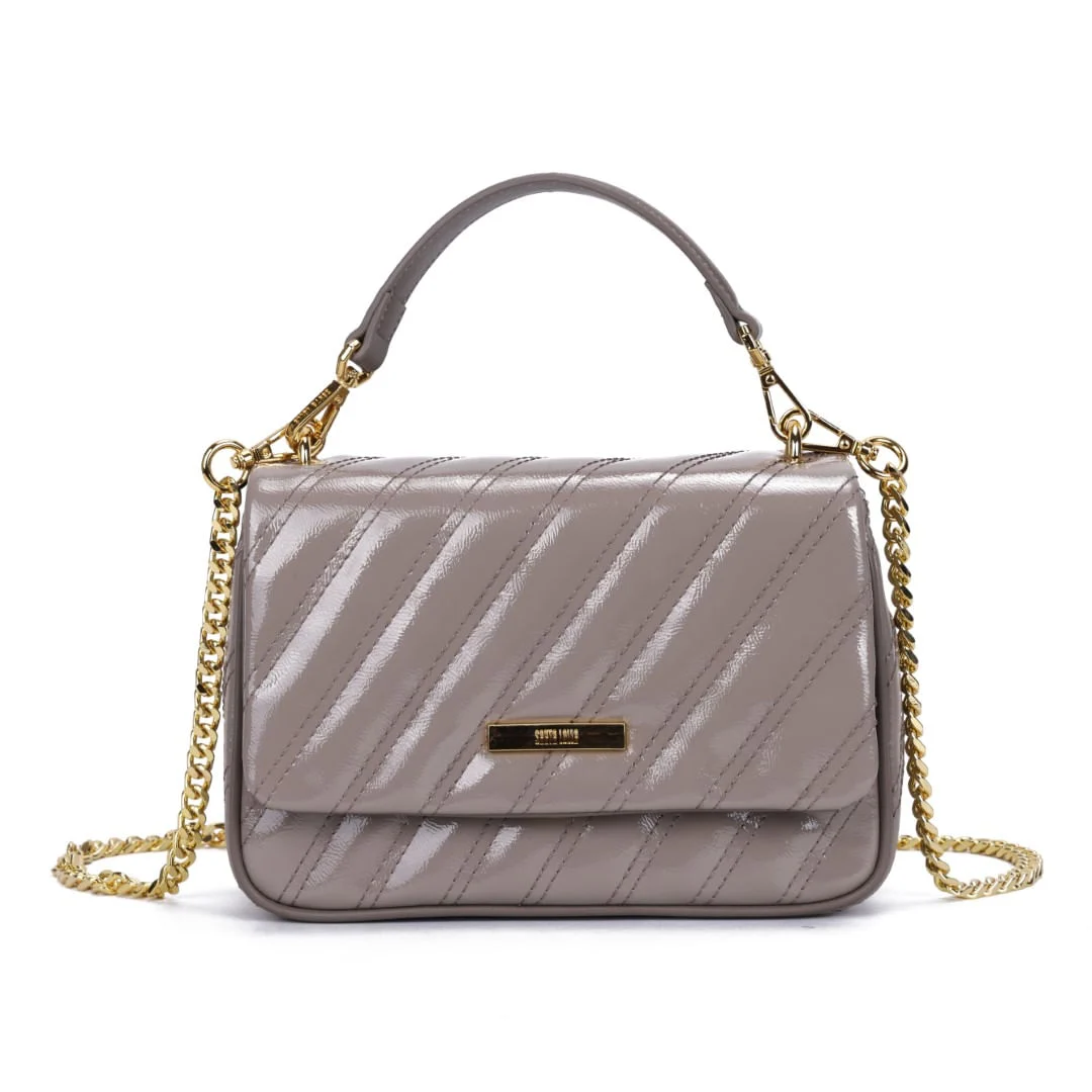 Bolsa Cinza Verniz Glossy Alça Transversal Metalizada - vista 1 de 7