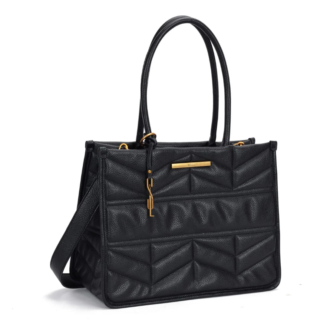 Bolsa Tote Matelassê Floater Preto Alça De Mão - vista 2 de 7