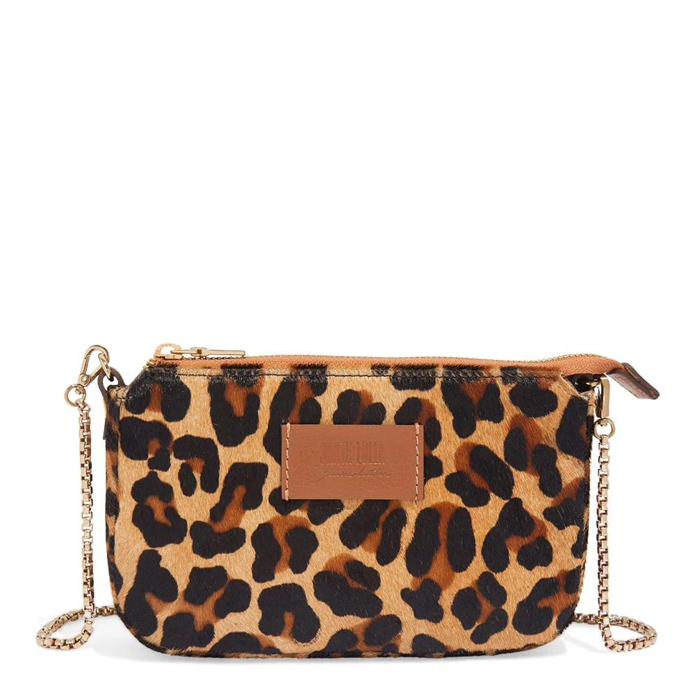 Bolsa Couro Estampa Animal Print Alça Corrente Transversal - vista 1 de 3